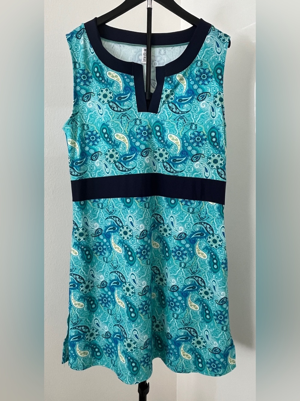 🌴 Mazu Swim Paisley Dress Cover Up | Aqua + Navy | Resort Vacation Beach | 2X